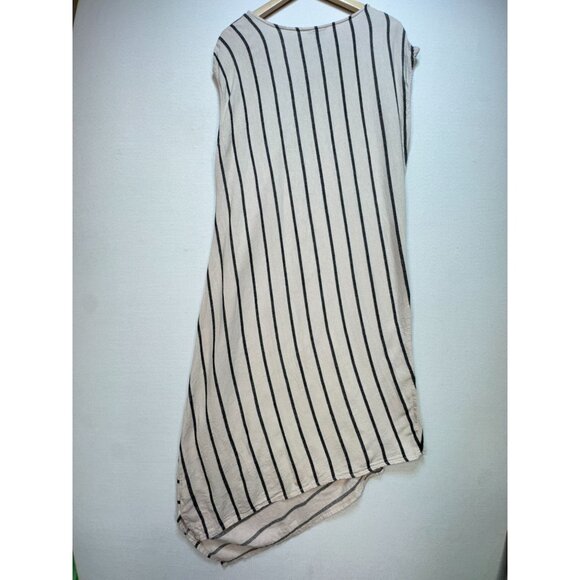 For Cynthia Womens Asymmetrical Shift Dress XL Ivory Stripe Sleeveless Y2K Retro - Picture 10 of 13